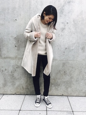 「ハイカット」｜「アイテム（ムートンコート）」を使った、m.mさん（レディース・160cm）の秋コーディネート