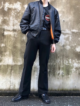 「ロック」｜「アイテム（ローファー）」を使った、SHIRABEさん（メンズ・175cm）の冬コーディネート