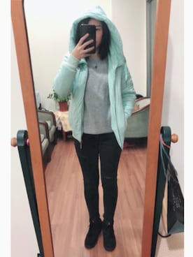 「Jordan」｜「アイテム（スタジャン）」を使った、 Farahさん（レディース・162cm）の冬コーディネート