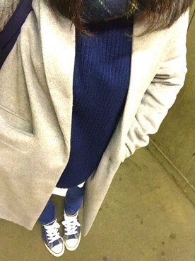 「ジーユーコーデ」｜「アイテム（チェスターコート）」を使った、なおさん（レディース・156cm）の冬コーディネート
