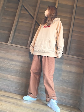 「X-girl（エックスガール）のWIDE TAPERED PANTS（その他パンツ）」を使った、$αKIさん（レディース・168cm）の秋コーディネート
