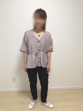 「UNIQLO（ユニクロ）のアイテム（その他パンツ、ブラック系）」を使った、hikariさん（レディース）の夏コーディネート