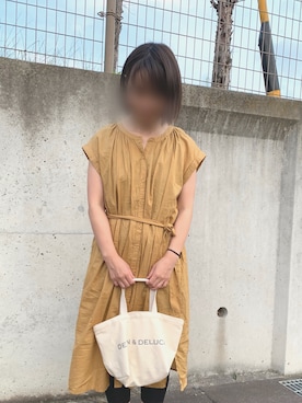 「しまむら（シマムラ）のアイテム（シャツワンピース、イエロー系）」を使った、hikariさん（レディース）の夏コーディネート