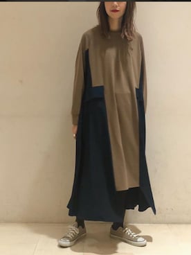 「スタッフコーデ」｜「アイテム（ワンピース/ドレス）」を使った、Erinaさん（レディース・164cm）の冬コーディネート