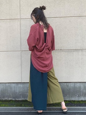 「アイテム（シャツ/ブラウス、ピンク系）」を使った、Erinaさん（レディース・167cm）の夏コーディネート