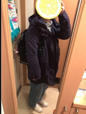 「OSMOSIS（オズモーシス）のアイテム（モッズコート）」を使った、しゅうさん（レディース・151cm）の冬コーディネート