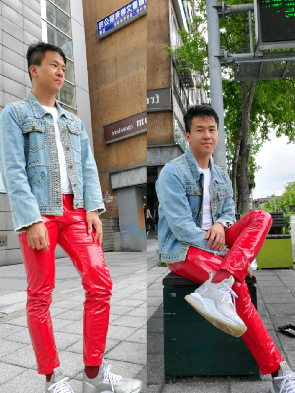 「公館」｜「Saint Laurentのアイテム（デニムジャケット、ブルー系）」を使った、seanleeleeさん（メンズ・173cm）の春コーディネートの1枚目の写真