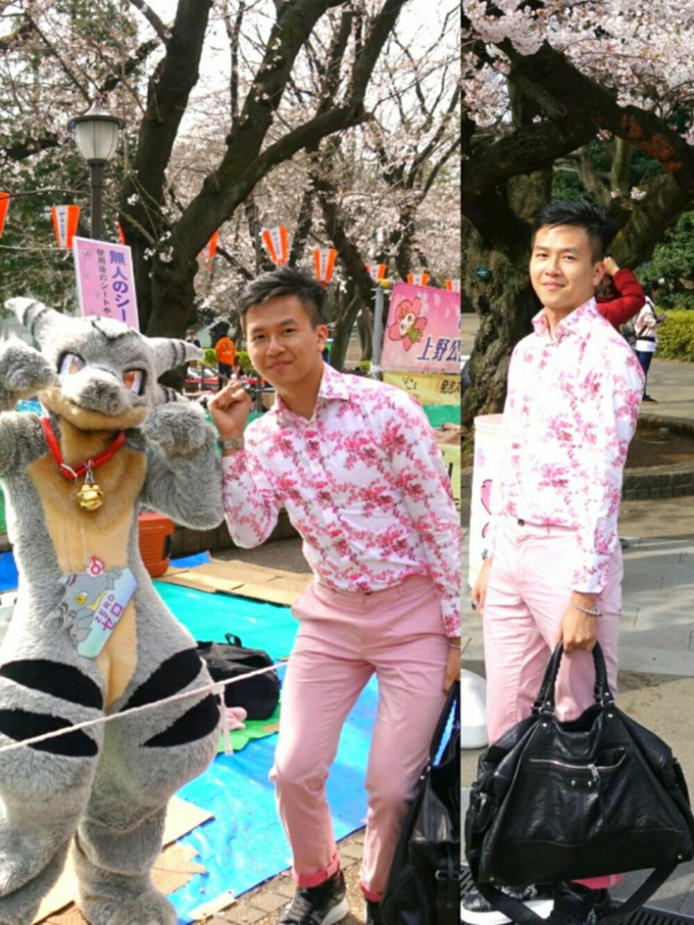 「UenoPark」｜「Ted Bakerのアイテム（シャツ/ブラウス、ピンク系）」を使った、seanleeleeさん（メンズ・173cm）の春コーディネートの1枚目の写真