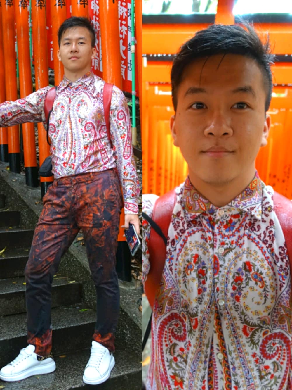 「日枝神社」｜「ETROのアイテム（シャツ/ブラウス、レッド系）」を使った、seanleeleeさん（メンズ・173cm）の春コーディネートの1枚目の写真