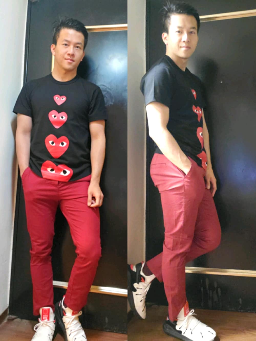 「PLAY COMME des GARCONSのアイテム（Tシャツ/カットソー、ブラック系）」を使った、seanleeleeさん（メンズ・173cm）の春コーディネートの1枚目の写真
