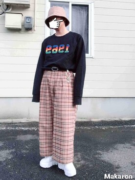「レディース」｜「アイテム（スラックス）」を使った、커.(KAZUMA)さん（メンズ・160cm）の春コーディネート