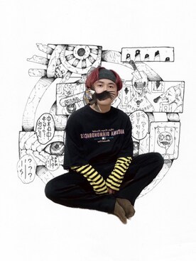 「アイテム（シャツ/ブラウス、イエロー系）」を使った、커.(KAZUMA)さん（メンズ・160cm）の春コーディネート