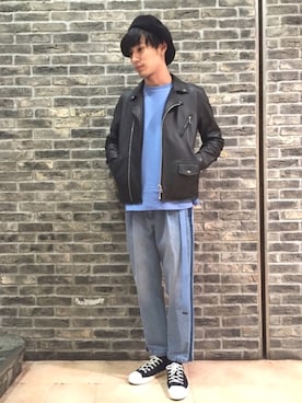 「RAGEBLUE（レイジブルー）のアイテム（ハンチング/ベレー帽）」を使った、谷さん（メンズ・178cm）の春コーディネート