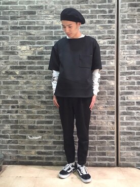 「RAGEBLUE（レイジブルー）のアイテム（ハンチング/ベレー帽）」を使った、谷さん（メンズ・178cm）の春コーディネート