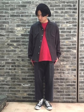 「RAGEBLUE（レイジブルー）のアイテム（ハンチング/ベレー帽）」を使った、谷さん（メンズ・178cm）の春コーディネート
