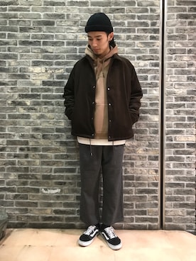 「RAGEBLUE（レイジブルー）のアイテム（ニットキャップ/ビーニー）」を使った、谷さん（メンズ・178cm）の冬コーディネート