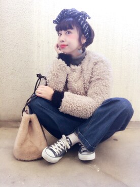 「CONVERSE（コンバース）のCONVERSE/キャンバス オールスター OX（スニーカー）」を使った、momocoさん（レディース・157cm）の冬コーディネート