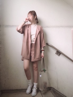 「CONVERSE（コンバース）のALL STAR HI（スニーカー）」を使った、momocoさん（レディース・157cm）の夏コーディネート