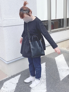 「coca（coca）（コカ）のアイテム（チュニック）」を使った、momocoさん（レディース・157cm）の春コーディネート