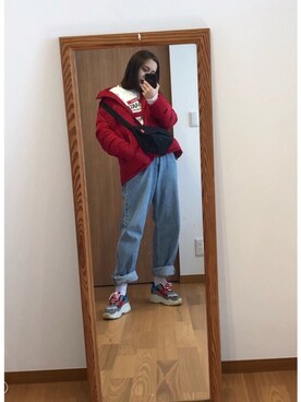 「韓国好きな人と繋がりたい」｜「アイテム（ダウンジャケット/コート）」を使った、mikiさん（レディース・167cm）の冬コーディネート