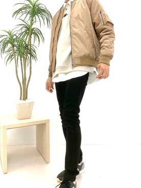 「NAVY（ネイビー）のアイテム（ブルゾン）」を使った、tak mikさん（メンズ・173cm）の秋コーディネート