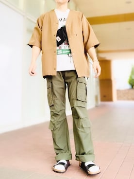 「SURPLUS（サープラス）のアイテム」を使った、tak mikさん（メンズ・173cm）の春コーディネート