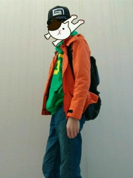 「ストリートカジュアル」｜「アイテム（マウンテンパーカー）」を使った、やっち#さん（メンズ・176cm）の冬コーディネート