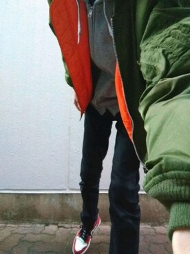 「ストリートカジュアル」｜「アイテム（MA-1）」を使った、やっち#さん（メンズ・176cm）の春コーディネート