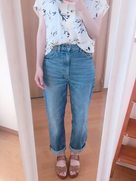 「ハイウエストストレートジーンズ」｜９６３２さん（レディース・159cm）の夏コーディネート