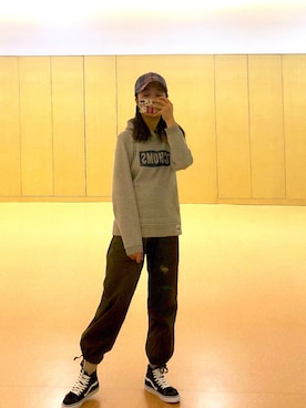 「CHUMS（チャムス）のアイテム（パーカー）」を使った、徐徐徐徐嘛さん（レディース・163cm）の冬コーディネート