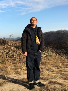 「worknotwork」｜「アイテム（ハンチング/ベレー帽）」を使った、tsungpinlinさん（メンズ・166cm）の冬コーディネート