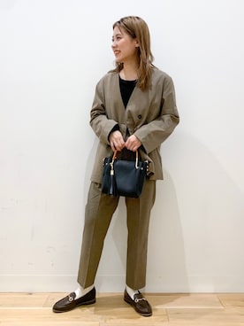 「スタッフセンバツ」｜「アイテム（ノーカラージャケット）」を使った、そたえりさん（レディース・155cm）の秋コーディネート