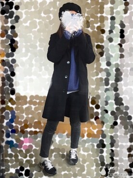 「白シャツ×ニット」｜「アイテム（ジャケット/アウター）」を使った、yumiさん（レディース・155cm）の冬コーディネート