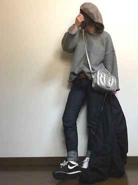 「FREAK'S STORE（フリークスストア）のアイテム（ハンチング/ベレー帽）」を使った、yumiさん（レディース・155cm）の冬コーディネート
