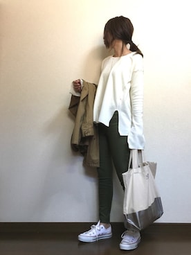 「フレアスリーブ」｜「アイテム（モッズコート）」を使った、yumiさん（レディース・155cm）の冬コーディネート