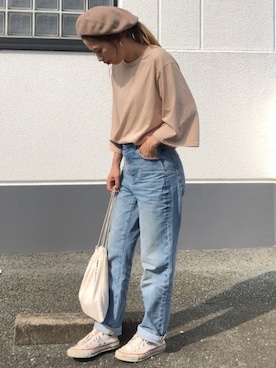 「FREAK'S STORE（フリークスストア）のアイテム（ハンチング/ベレー帽）」を使った、yumiさん（レディース・155cm）の秋コーディネート