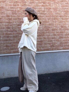 「FREAK'S STORE（フリークスストア）のアイテム（ハンチング/ベレー帽）」を使った、yumiさん（レディース・155cm）の冬コーディネート
