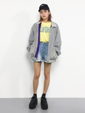 「yellow」｜「アイテム（ブルゾン）」を使った、NOZOMI🌹さん（レディース・158cm）の春コーディネート