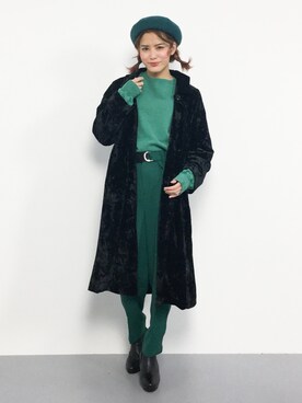 「緑」｜「アイテム（ステンカラーコート）」を使った、NOZOMI🌹さん（レディース・158cm）の春コーディネート