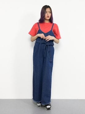 「白ソックス」｜「アイテム（サロペット/オーバーオール）」を使った、NOZOMI🌹さん（レディース・158cm）の春コーディネート