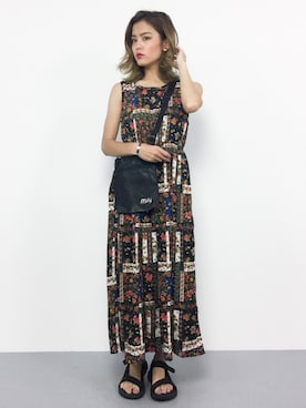 エスニック花柄ノースリーブワンピースを使ったコーディネート一覧 Wear