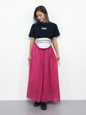 「アイテム（ボディバッグ/ウエストポーチ、シルバー系）」を使った、NOZOMI🌹さん（レディース・158cm）の夏コーディネート