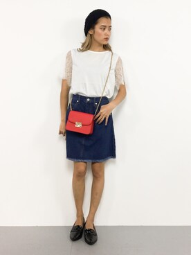 「BLISS POINT（ブリスポイント）のアイテム（Tシャツ/カットソー）」を使った、NOZOMI🌹さん（レディース・158cm）の夏コーディネート