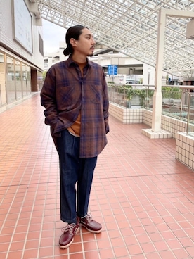 「RECOMMEND  ITEM STYLING」｜「アイテム（モカシン/デッキシューズ）」を使った、松原さん（メンズ・173cm）の秋コーディネート