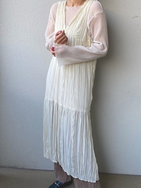 「archives（アルシーヴ）の楊柳長袖プルオーバー（Tシャツ/カットソー）」を使った、yumeさん（レディース・166cm）の夏コーディネート