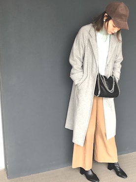「SLOBE IENA（スローブイエナ）のアイテム（チェスターコート）」を使った、atrnさん（レディース・170cm）の冬コーディネート