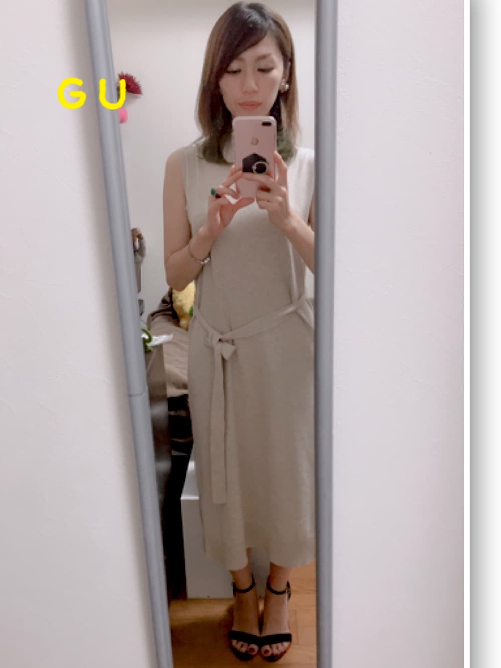 「秋のコーデ、映画鑑賞、ライオンキング 実写版、GUコーデ、Ungrid、GUCCI、152cm」｜「GUのアイテム（ワンピース/ドレス、ベージュ系）」を使った、ことことさん（レディース・152cm）の夏コーディネートの1枚目の写真