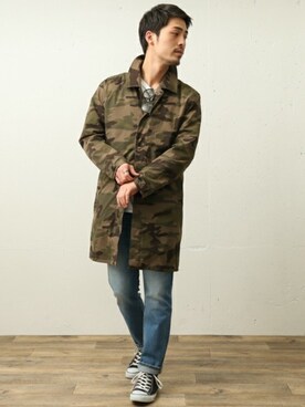 「URBAN RESEARCH Sonny Label（アーバンリサーチサニーレーベル）のアイテム（ステンカラーコート）」を使った、takuroさん（メンズ・178cm）の冬コーディネート