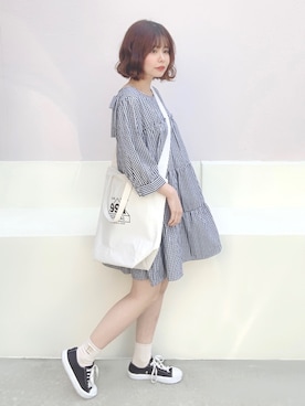 「Honeys（ハニーズ）のアイテム（チュニック）」を使った、ちゃんゆさん（レディース・149cm）の春コーディネート