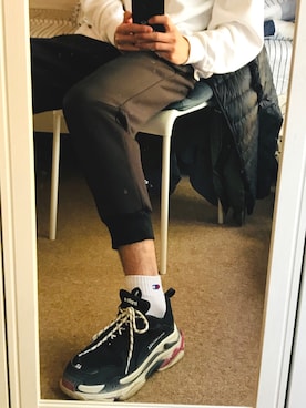 「Champion（チャンピオン）のアイテム（モッズコート）」を使った、Eric-Maxさん（メンズ・184cm）の秋コーディネート